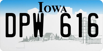 IA license plate DPW616