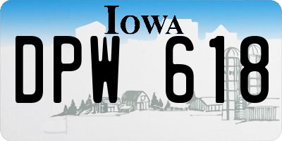 IA license plate DPW618