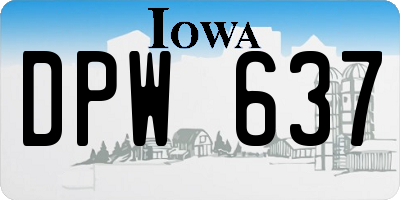 IA license plate DPW637