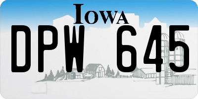 IA license plate DPW645