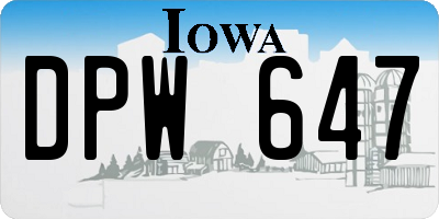 IA license plate DPW647