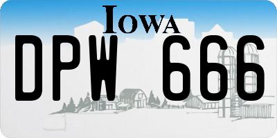 IA license plate DPW666