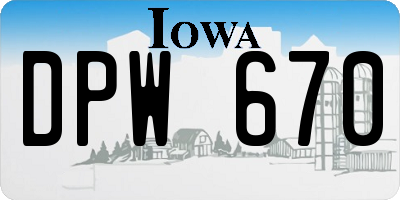 IA license plate DPW670