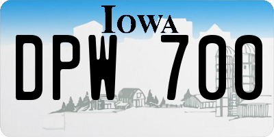 IA license plate DPW700