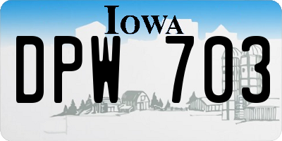 IA license plate DPW703