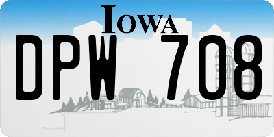 IA license plate DPW708