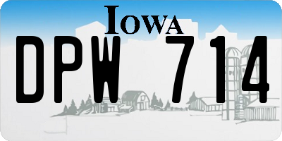 IA license plate DPW714