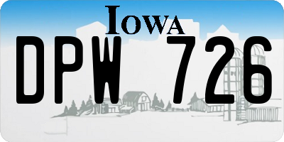 IA license plate DPW726