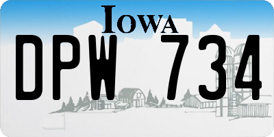 IA license plate DPW734