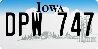 IA license plate DPW747