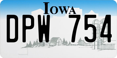 IA license plate DPW754