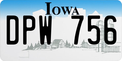 IA license plate DPW756
