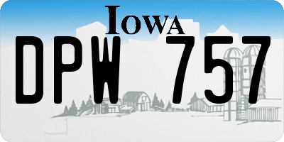 IA license plate DPW757