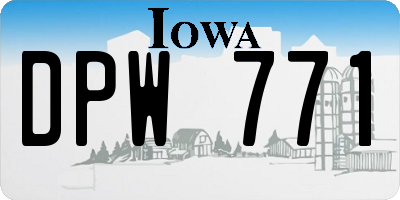 IA license plate DPW771