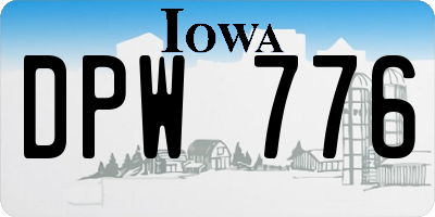 IA license plate DPW776