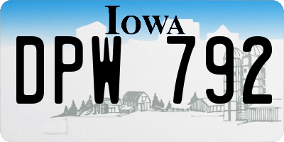 IA license plate DPW792