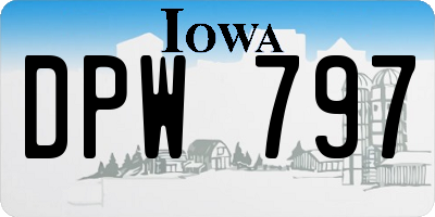 IA license plate DPW797