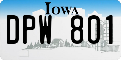 IA license plate DPW801