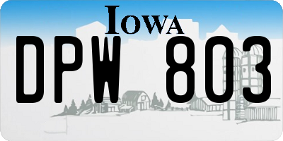 IA license plate DPW803