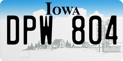 IA license plate DPW804