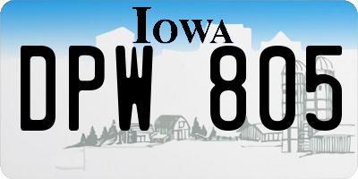IA license plate DPW805