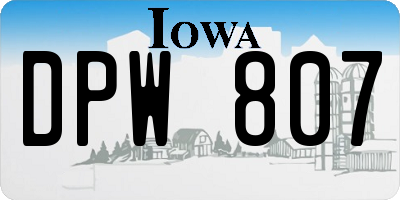IA license plate DPW807