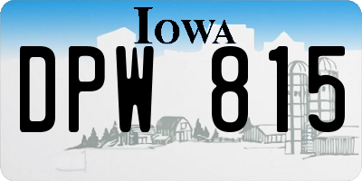 IA license plate DPW815