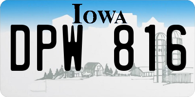 IA license plate DPW816