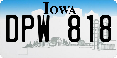 IA license plate DPW818