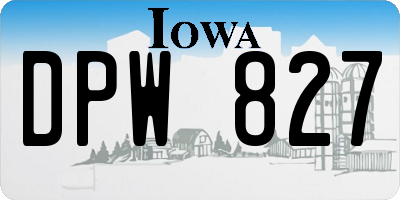 IA license plate DPW827