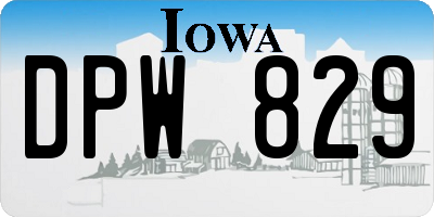 IA license plate DPW829