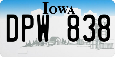 IA license plate DPW838