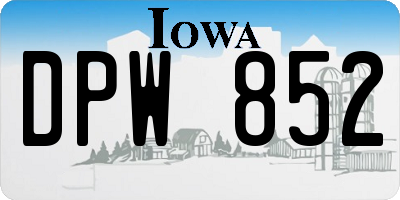 IA license plate DPW852