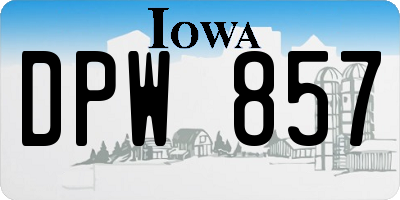 IA license plate DPW857