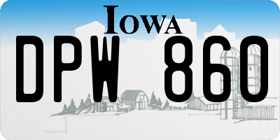 IA license plate DPW860