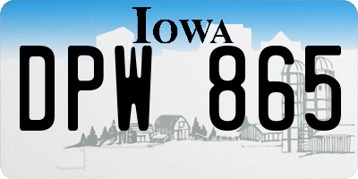 IA license plate DPW865