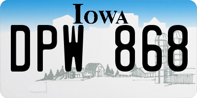 IA license plate DPW868