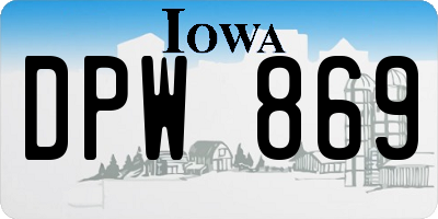 IA license plate DPW869