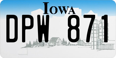 IA license plate DPW871