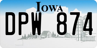 IA license plate DPW874