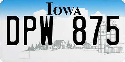 IA license plate DPW875