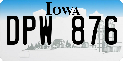 IA license plate DPW876