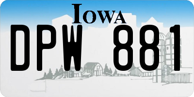 IA license plate DPW881