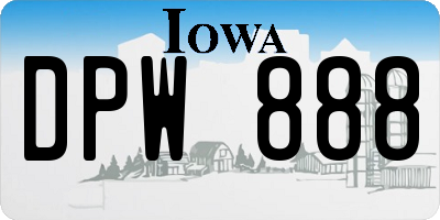 IA license plate DPW888