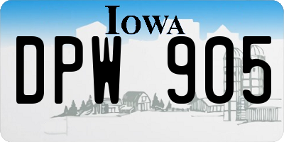 IA license plate DPW905