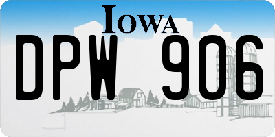 IA license plate DPW906