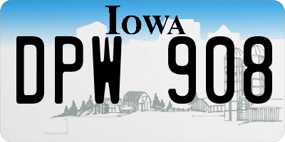 IA license plate DPW908