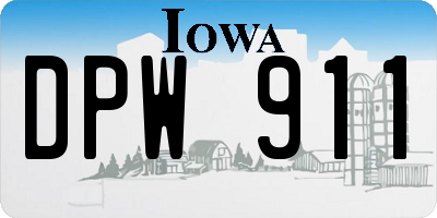 IA license plate DPW911