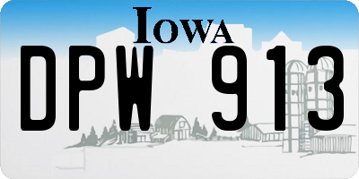 IA license plate DPW913