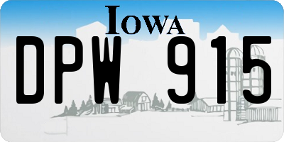 IA license plate DPW915